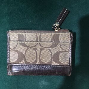Vintage Coach Signature Collection Brown Monogram Card Holder